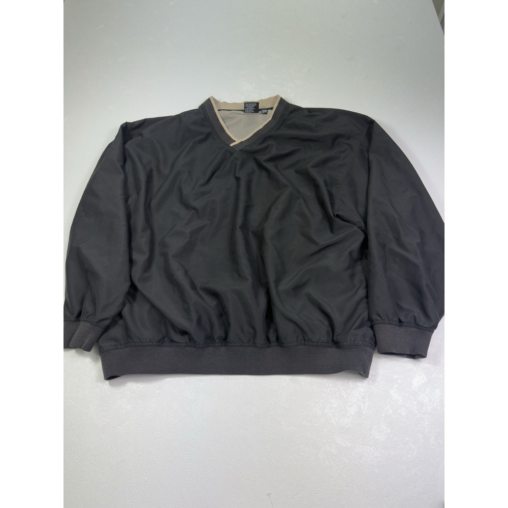 White Bear Clothing Co Men's 2XL Black Golf Pullover Windbreaker V-Neck Lined